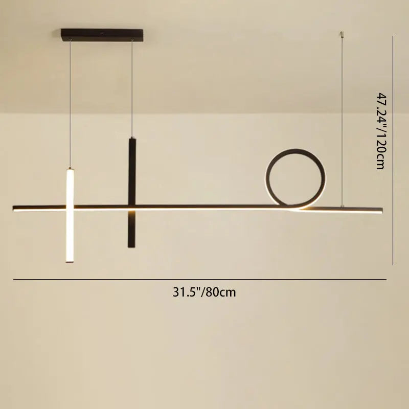 Modern Minimalist Long Strip Circle Acrylic Aluminum Iron LED Chandelier Island Light for Dining Room Lumendat