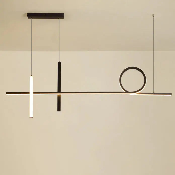 Modern Minimalist Long Strip Circle Acrylic Aluminum Iron LED Chandelier Island Light for Dining Room Lumendat