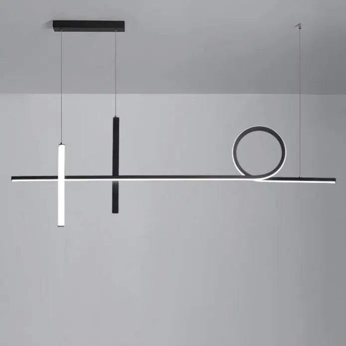 Modern Minimalist Long Strip Circle Acrylic Aluminum Iron LED Chandelier Island Light for Dining Room Lumendat