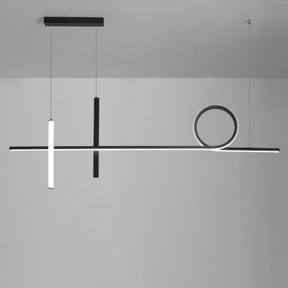 Modern Minimalist Long Strip Circle Acrylic Aluminum Iron LED Chandelier Island Light for Dining Room