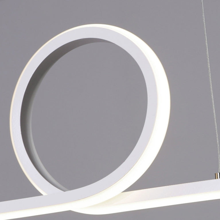 Modern Minimalist Long Strip Circle Acrylic Aluminum Iron LED Chandelier Island Light for Dining Room