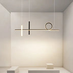 Modern Minimalist Long Strip Circle Acrylic Aluminum Iron LED Chandelier Island Light for Dining Room Lumendat