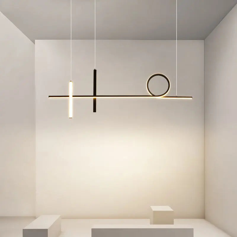 Modern Minimalist Long Strip Circle Acrylic Aluminum Iron LED Chandelier Island Light for Dining Room Lumendat