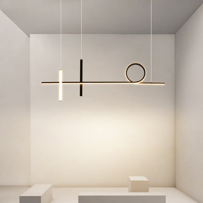 Modern Minimalist Long Strip Circle Acrylic Aluminum Iron LED Chandelier Island Light for Dining Room