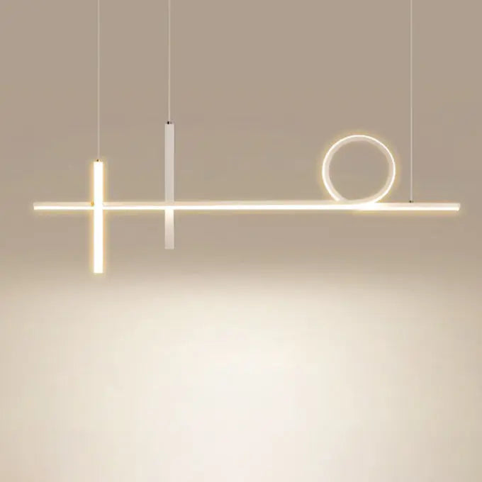 Modern Minimalist Long Strip Circle Acrylic Aluminum Iron LED Chandelier Island Light for Dining Room Lumendat