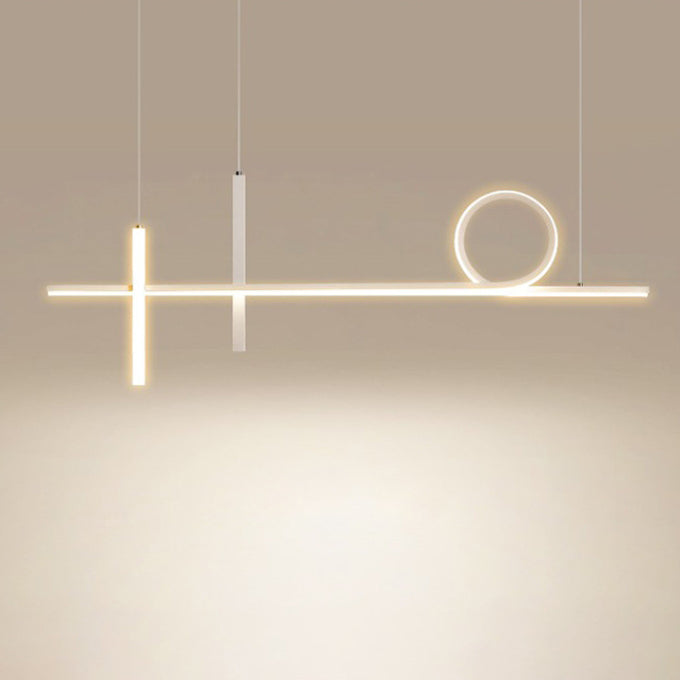 Modern Minimalist Long Strip Circle Acrylic Aluminum Iron LED Chandelier Island Light for Dining Room