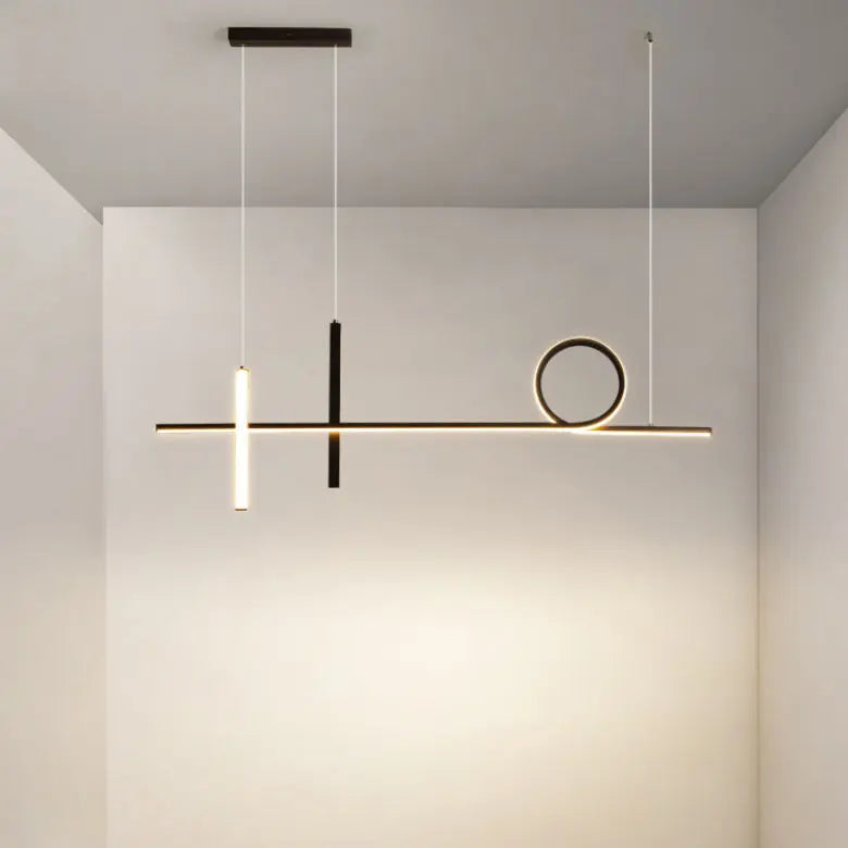 Modern Minimalist Long Strip Circle Acrylic Aluminum Iron LED Chandelier Island Light for Dining Room Lumendat