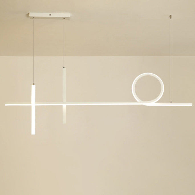 Modern Minimalist Long Strip Circle Acrylic Aluminum Iron LED Chandelier Island Light for Dining Room