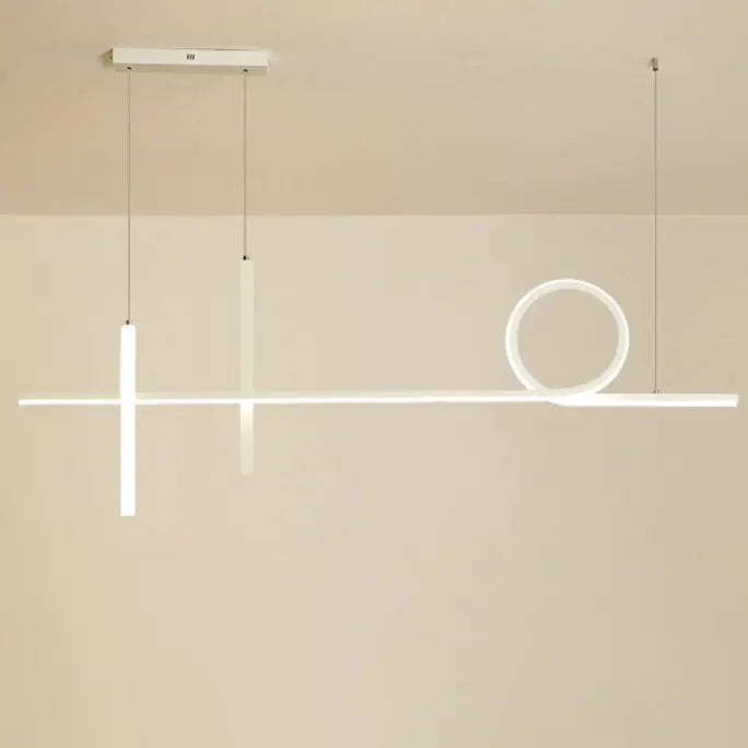 Modern Minimalist Long Strip Circle Acrylic Aluminum Iron LED Chandelier Island Light for Dining Room Lumendat