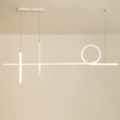 Modern Minimalist Long Strip Circle Acrylic Aluminum Iron LED Chandelier Island Light for Dining Room