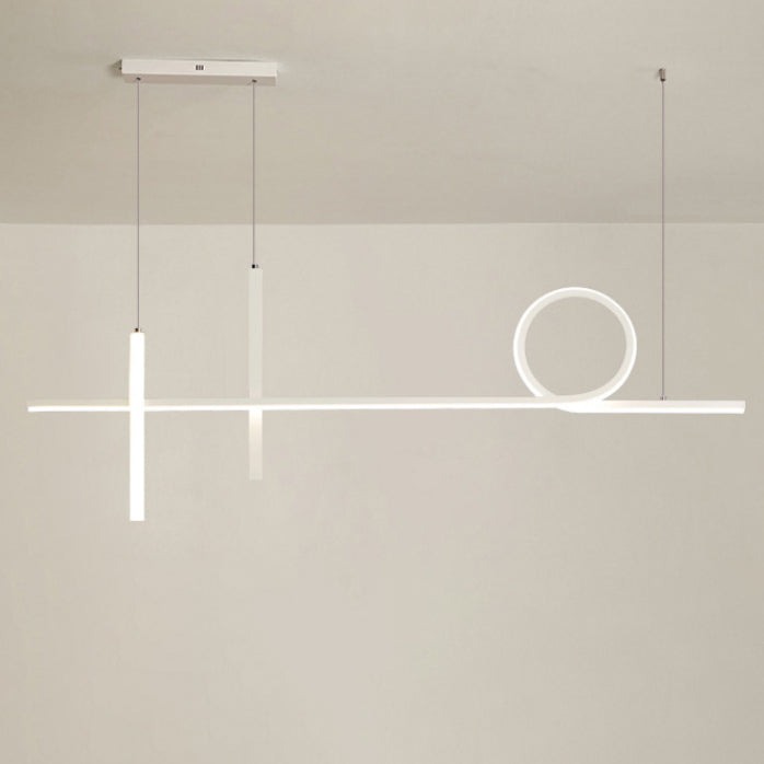 Modern Minimalist Long Strip Circle Acrylic Aluminum Iron LED Chandelier Island Light for Dining Room
