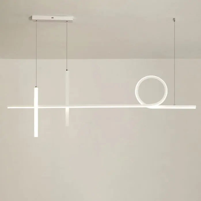 Modern Minimalist Long Strip Circle Acrylic Aluminum Iron LED Chandelier Island Light for Dining Room Lumendat