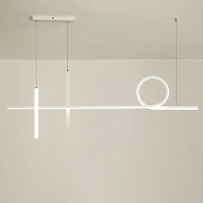 Modern Minimalist Long Strip Circle Acrylic Aluminum Iron LED Chandelier Island Light for Dining Room