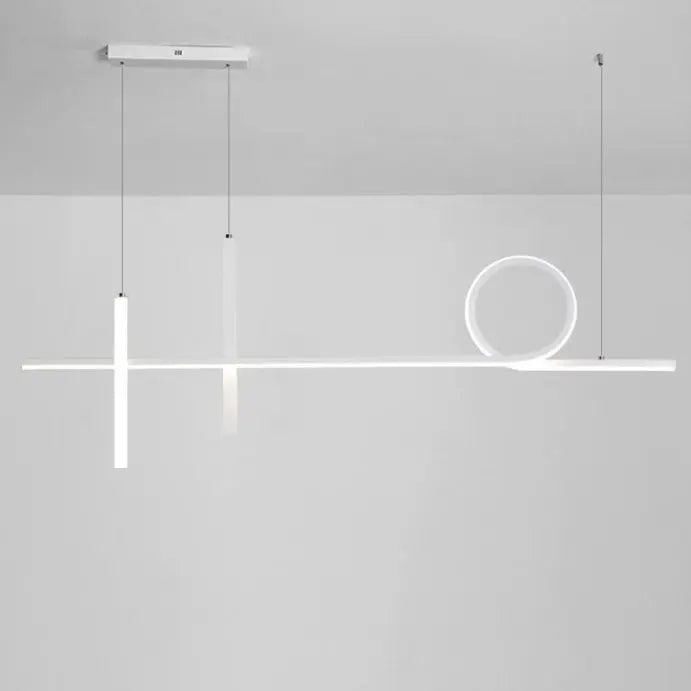 Modern Minimalist Long Strip Circle Acrylic Aluminum Iron LED Chandelier Island Light for Dining Room Lumendat