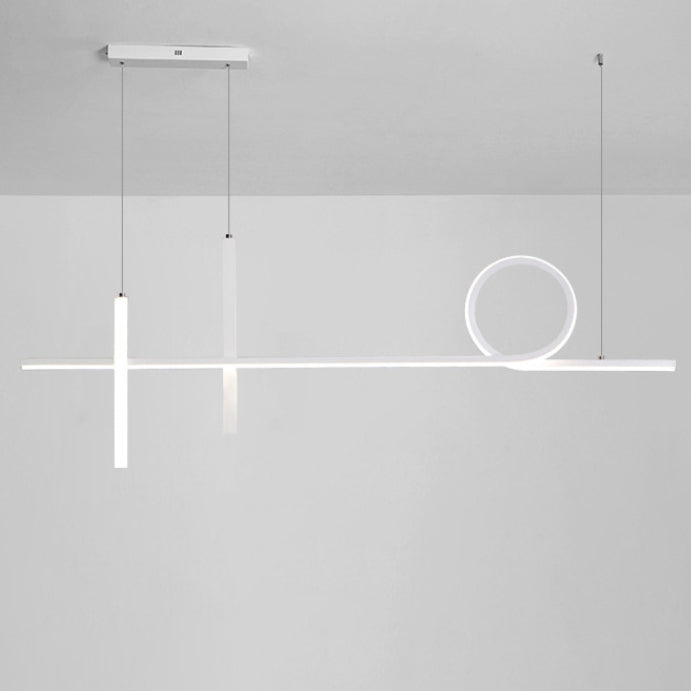 Modern Minimalist Long Strip Circle Acrylic Aluminum Iron LED Chandelier Island Light for Dining Room