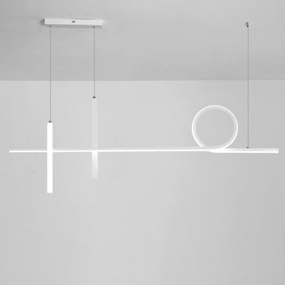 Modern Minimalist Long Strip Circle Acrylic Aluminum Iron LED Chandelier Island Light for Dining Room
