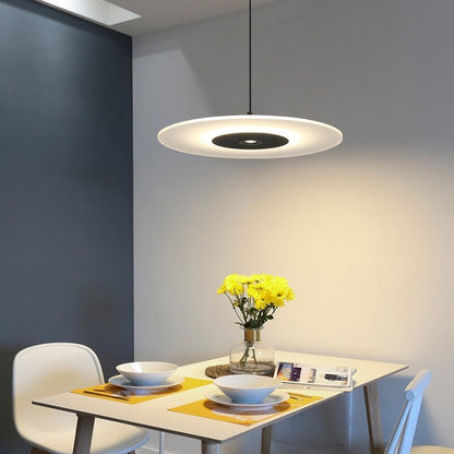 Contemporary Nordic Round Disc UFO Acrylic Shape Iron LED Pendant Light For Dining Room