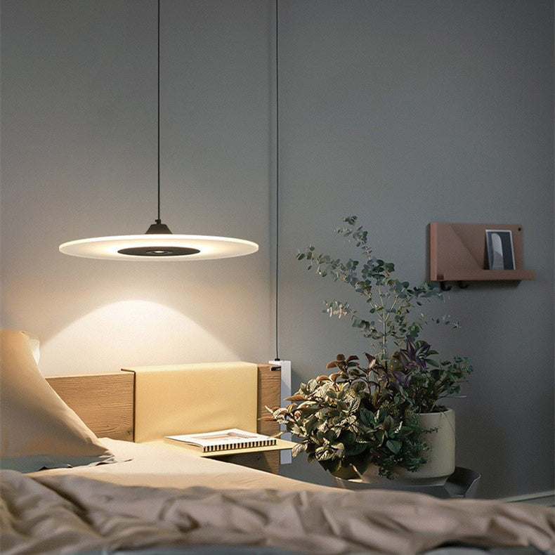 Contemporary Nordic Round Disc UFO Acrylic Shape Iron LED Pendant Light For Dining Room