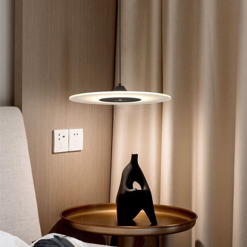 Contemporary Nordic Round Disc UFO Acrylic Shape Iron LED Pendant Light For Dining Room