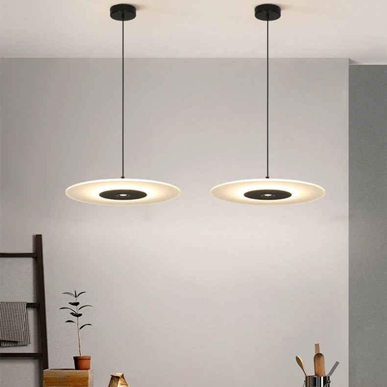 Contemporary Nordic Round Disc UFO Acrylic Shape Iron LED Pendant Light For Dining Room