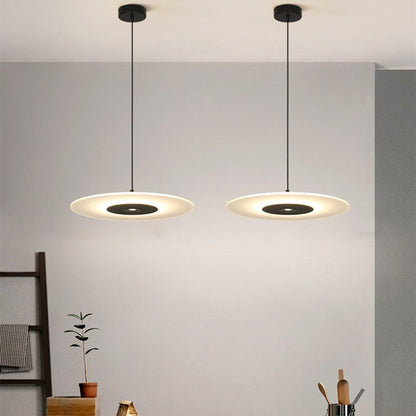 Contemporary Nordic Round Disc UFO Acrylic Shape Iron LED Pendant Light For Dining Room