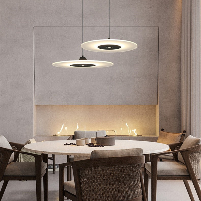Contemporary Nordic Round Disc UFO Acrylic Shape Iron LED Pendant Light For Dining Room