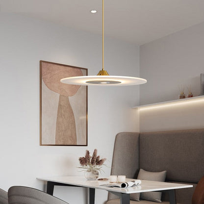 Contemporary Nordic Round Disc UFO Acrylic Shape Iron LED Pendant Light For Dining Room