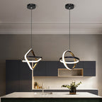 Contemporary Nordic Double Round Square Aluminum Silicone LED Pendant Light For Living Room