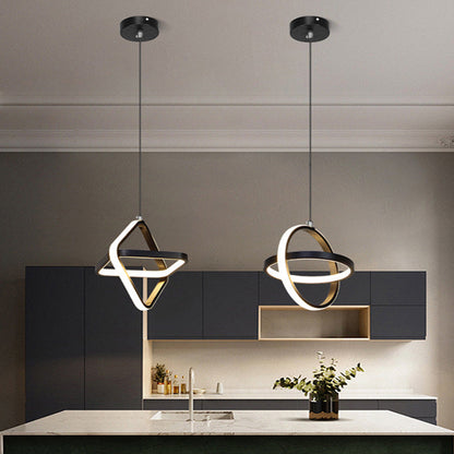 Contemporary Nordic Double Round Square Aluminum Silicone LED Pendant Light For Living Room