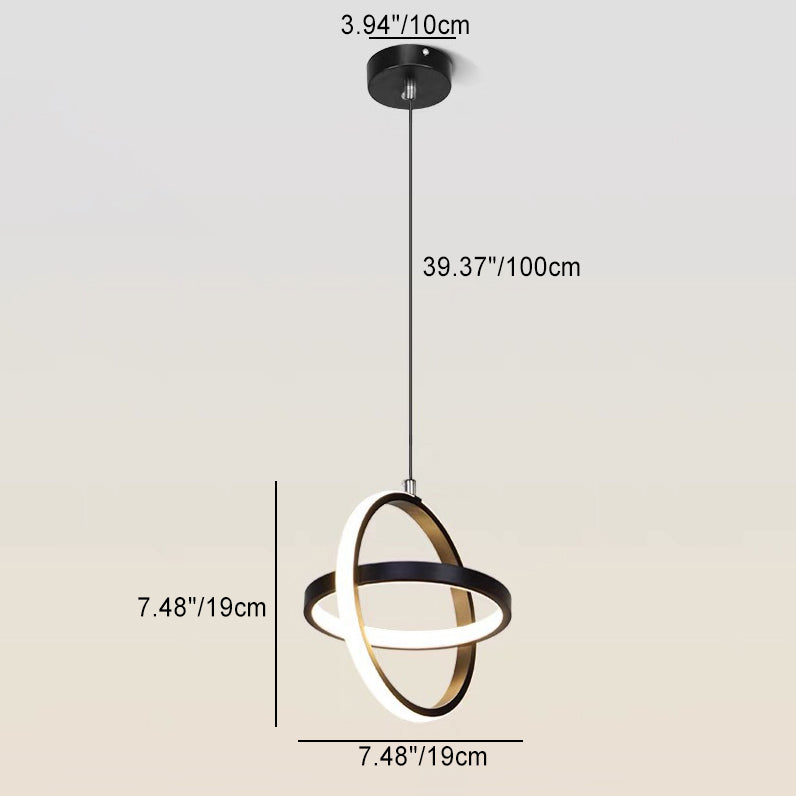 Contemporary Nordic Double Round Square Aluminum Silicone LED Pendant Light For Living Room