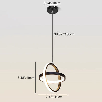 Contemporary Nordic Double Round Square Aluminum Silicone LED Pendant Light For Living Room