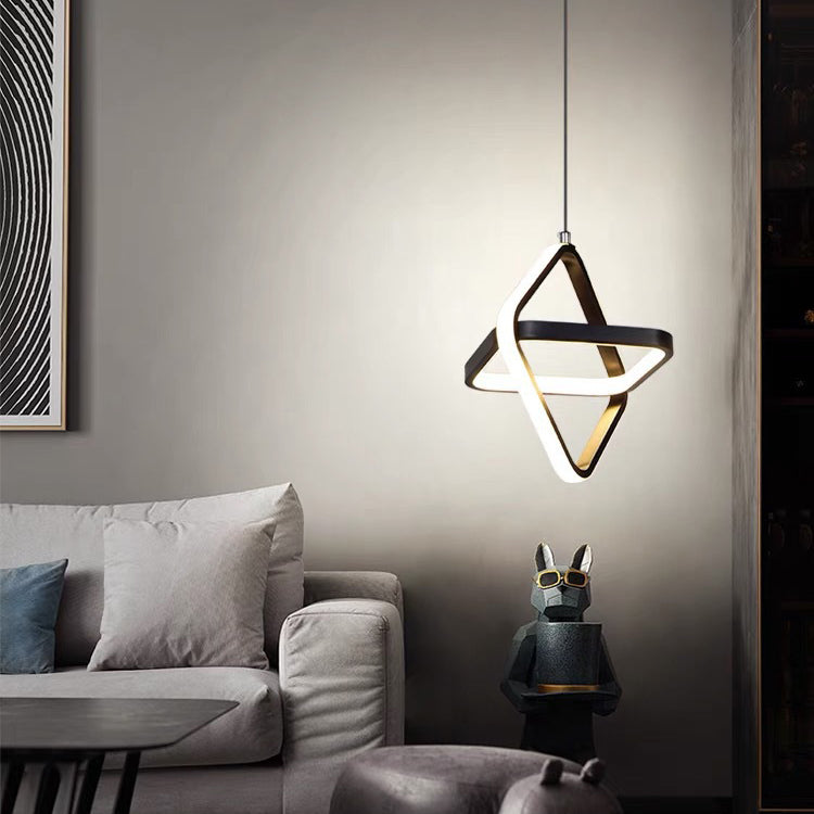 Contemporary Nordic Double Round Square Aluminum Silicone LED Pendant Light For Living Room