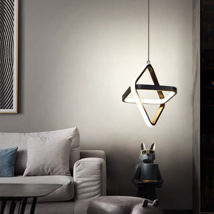 Contemporary Nordic Double Round Square Aluminum Silicone LED Pendant Light For Living Room