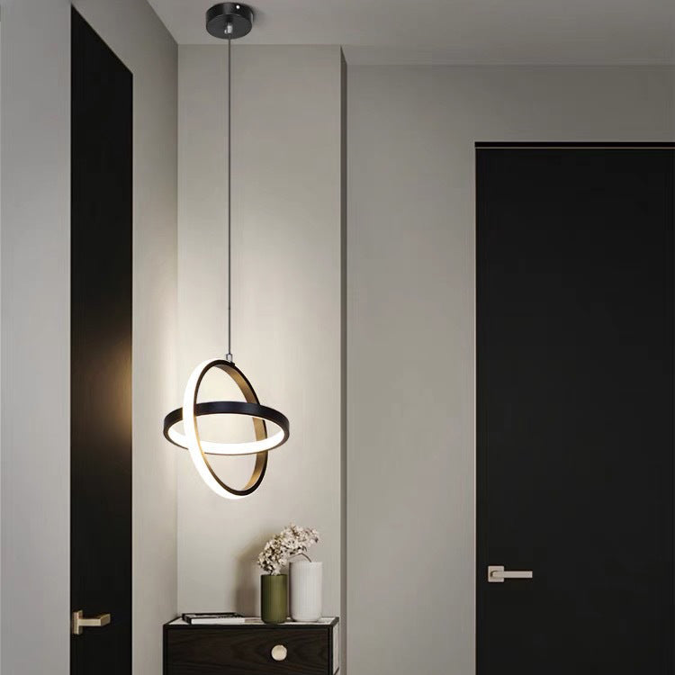Contemporary Nordic Double Round Square Aluminum Silicone LED Pendant Light For Living Room