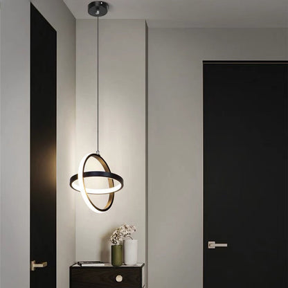 Contemporary Nordic Double Round Square Aluminum Silicone LED Pendant Light For Living Room