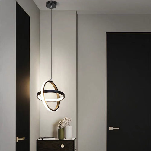 Contemporary Nordic Double Round Square Aluminum Silicone LED Pendant Light For Living Room