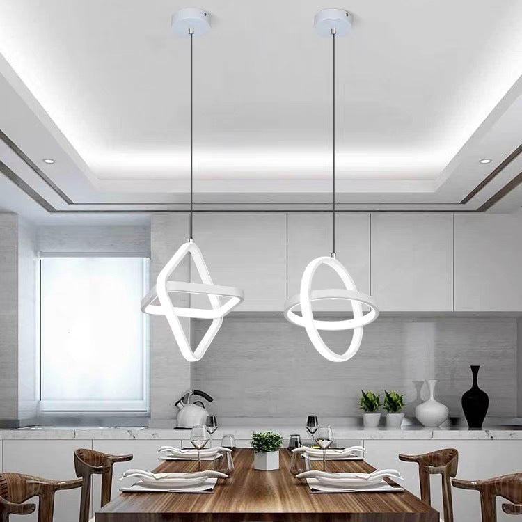 Contemporary Nordic Double Round Square Aluminum Silicone LED Pendant Light For Living Room