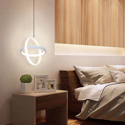 Contemporary Nordic Double Round Square Aluminum Silicone LED Pendant Light For Living Room