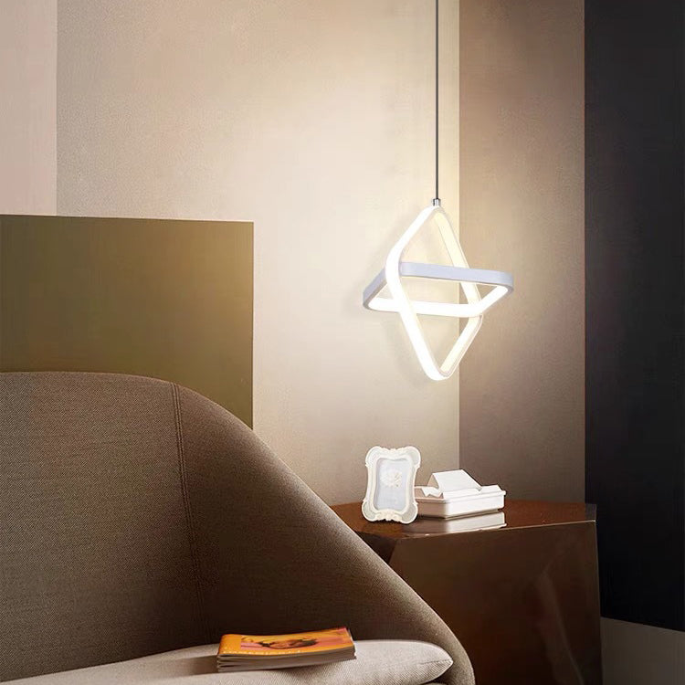 Contemporary Nordic Double Round Square Aluminum Silicone LED Pendant Light For Living Room