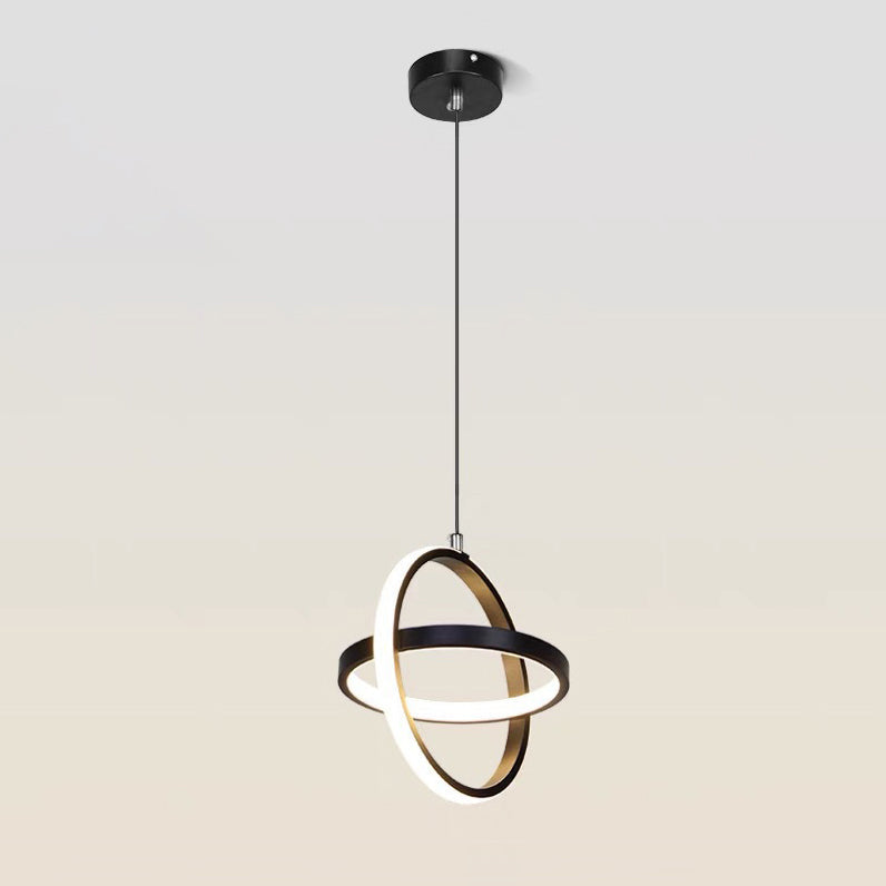 Contemporary Nordic Double Round Square Aluminum Silicone LED Pendant Light For Living Room