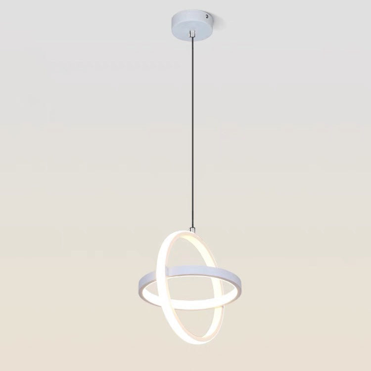 Contemporary Nordic Double Round Square Aluminum Silicone LED Pendant Light For Living Room