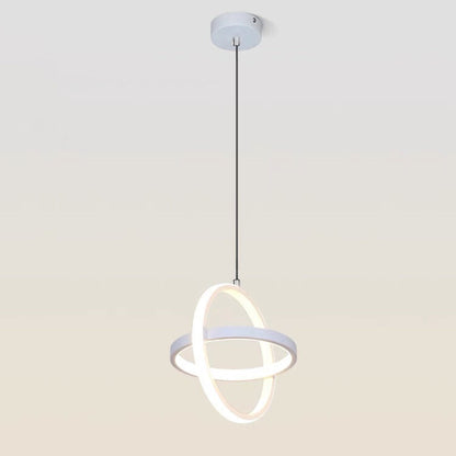 Contemporary Nordic Double Round Square Aluminum Silicone LED Pendant Light For Living Room