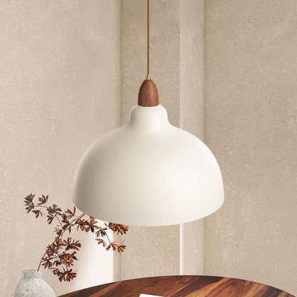 Modern Minimalist Bowl Shaped Hardware Wood 1-Light Pendant Light For Bedroom