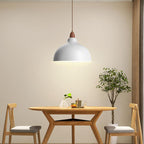 Modern Minimalist Bowl Shaped Hardware Wood 1-Light Pendant Light For Bedroom