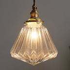 Traditional Vintage Diamond Sphere Cylinder Brass Glass 1-light Pendant Light for Bedroom BulbSquare