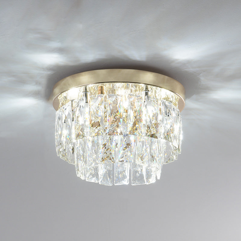 Contemporary Luxury Round Rectangle Iron Glass 5-light Semi-flush Mount Ceiling Light for Bedroom