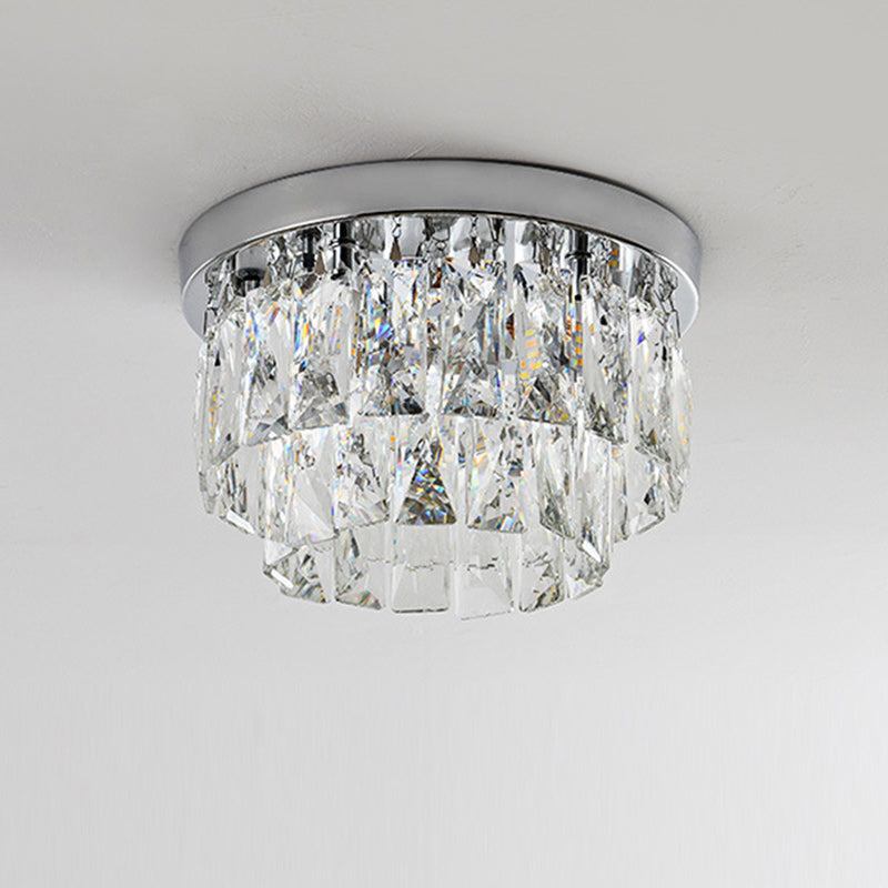 Contemporary Luxury Round Rectangle Iron Glass 5-light Semi-flush Mount Ceiling Light for Bedroom