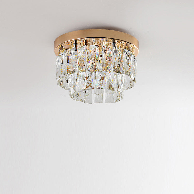 Contemporary Luxury Round Rectangle Iron Glass 5-light Semi-flush Mount Ceiling Light for Bedroom