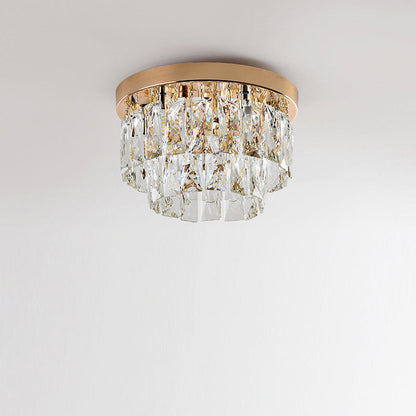 Contemporary Luxury Round Rectangle Iron Glass 5-light Semi-flush Mount Ceiling Light for Bedroom