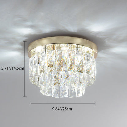 Contemporary Luxury Round Rectangle Iron Glass 5-light Semi-flush Mount Ceiling Light for Bedroom